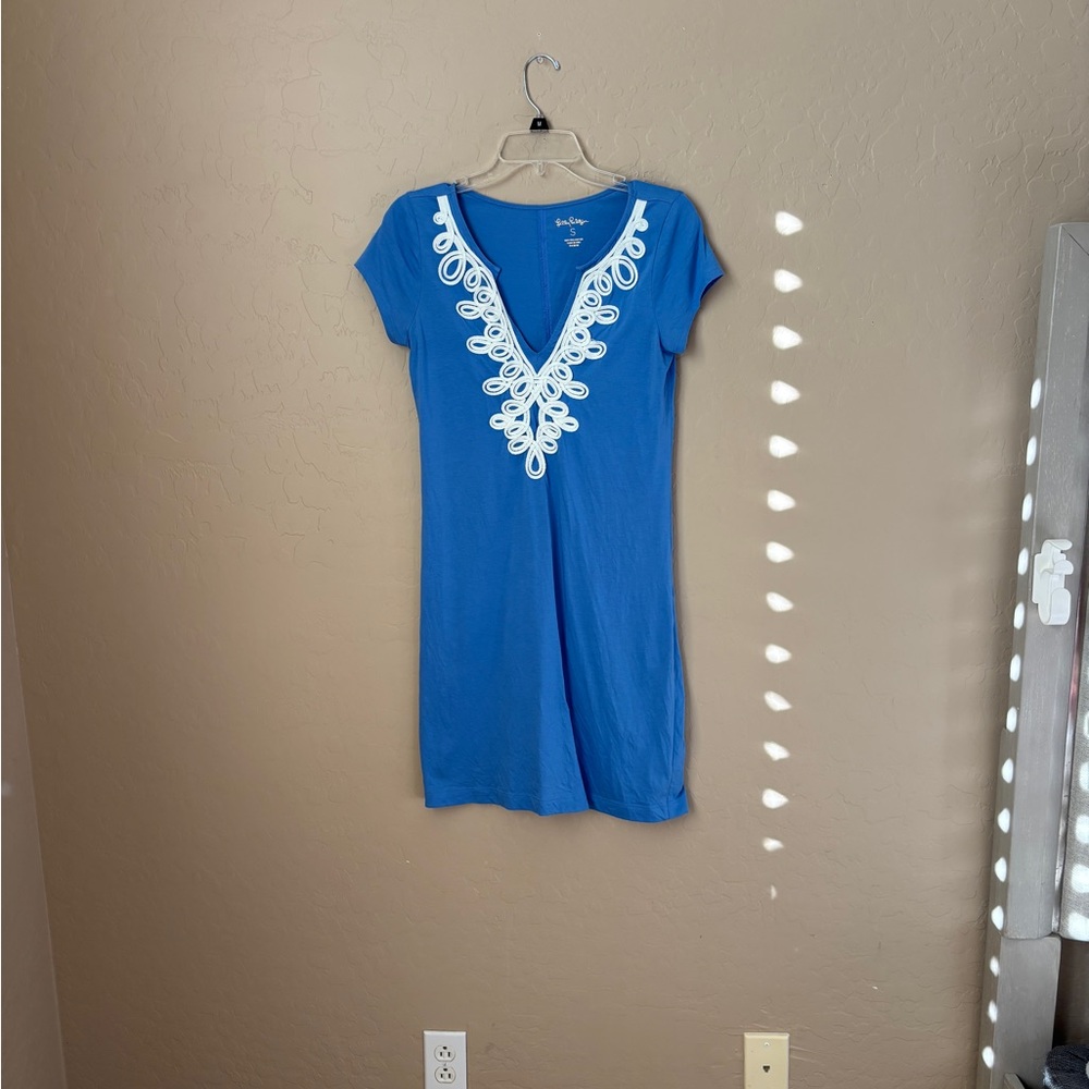 Lilly Pulitzer Small Blue Brewster Shift Dress Women’s Size Small Cotton - Picture 2 of 9